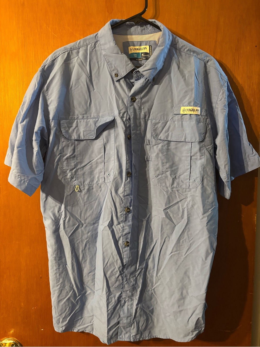 Magellan Outdoors Light Blue Short-Sleeve Button-Down Fishing Shirt